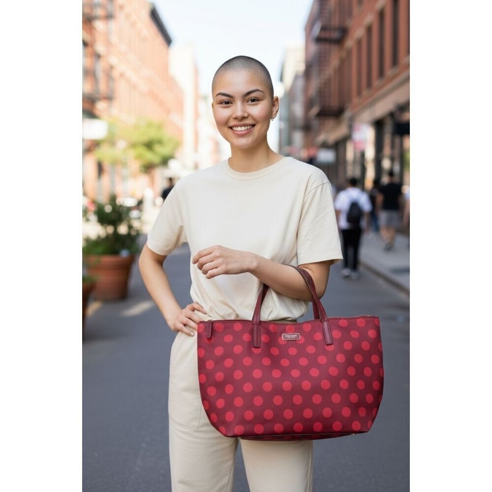 Kate Spade Red Polka Dot Tote Bag.